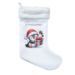 Chaussette de noël " Pingouin Cadeau"