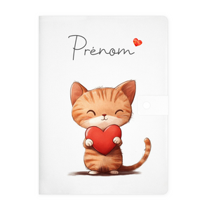 Protège carnet de santé personnalisable "Chat & Coeur"