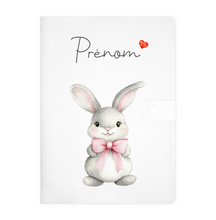 Charger l&#39;image dans la galerie, Protège carnet de santé personnalisable &quot;Lapin &amp; Nœud papillon&quot;