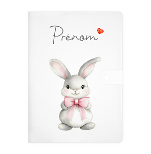 Protège carnet de santé personnalisable "Lapin & Nœud papillon"