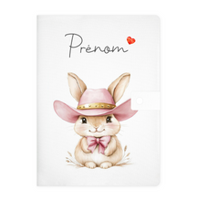 Charger l&#39;image dans la galerie, Protège carnet de santé personnalisable &quot;Lapin cowgirl II&quot;