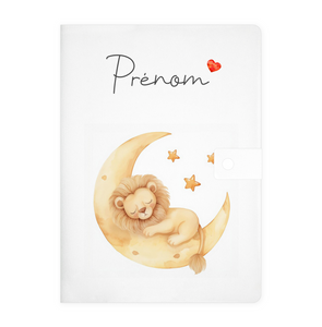 Protège carnet de santé personnalisable "Lion lune"