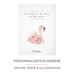 Protège carnet de santé personnalisable "Cygne rose"