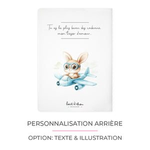 Protège carnet de santé personnalisable "Lapin pilote"