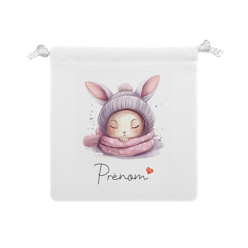 Pochon personnalisable | Lapin écharpe