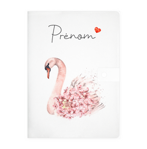 Protège carnet de santé personnalisable "Cygne rose"