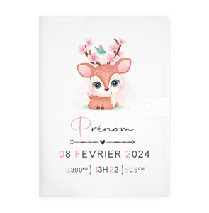 Protège carnet de santé personnalisable "Biche"