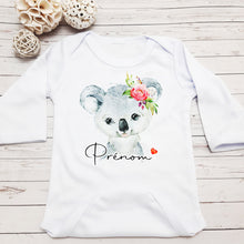 Charger l&#39;image dans la galerie, Body personnalisable manche longue pour bébé, illustration koala fleurs | Bout&#39;D&#39;Chou