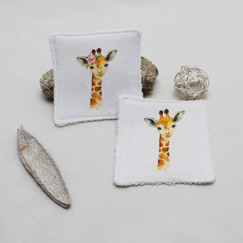 Lingette lavable oekotex, illustration girafe duo | Bout'D'Chou