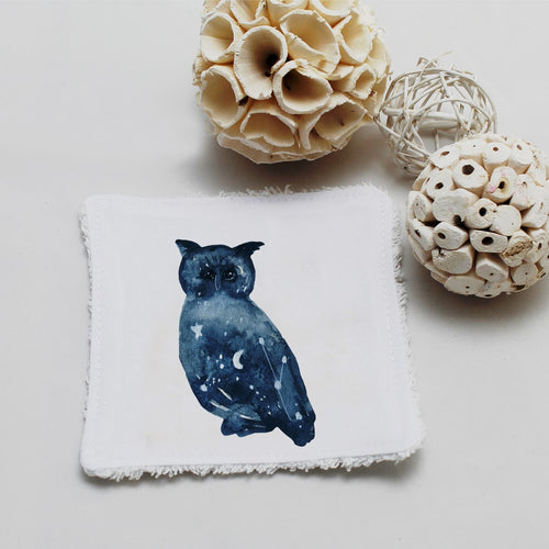 Lingette lavable oekotex, illustration hibou | Bout'D'Chou