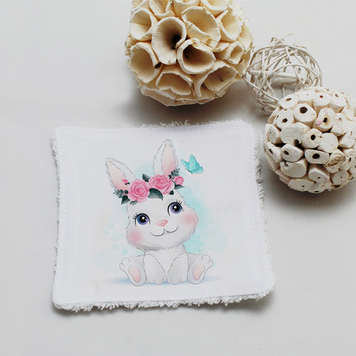 Lingette lavable oekotex, illustration lapin | Bout'D'Chou