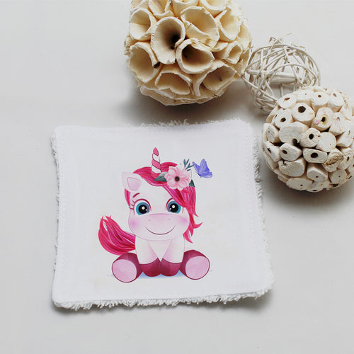 Lingette lavable oekotex, illustration licorne | Bout'D'Chou