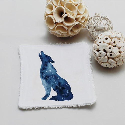 Lingette lavable oekotex, illustration loup | Bout'D'Chou