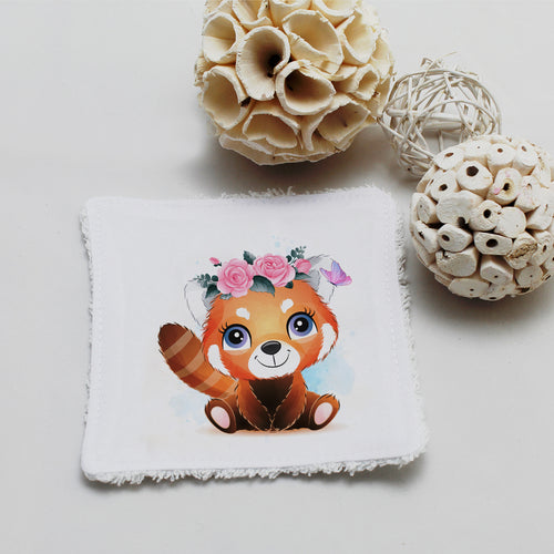 Lingette lavable oekotex, illustration panda-roux | Bout'D'Chou