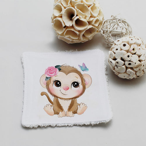 Lingette lavable oekotex, illustration singe | Bout'D'Chou