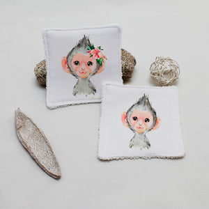 Lingette lavable oekotex, illustration Singe duo | Bout'D'Chou