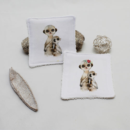 Lingette lavable oekotex, illustration suricate | Bout'D'Chou