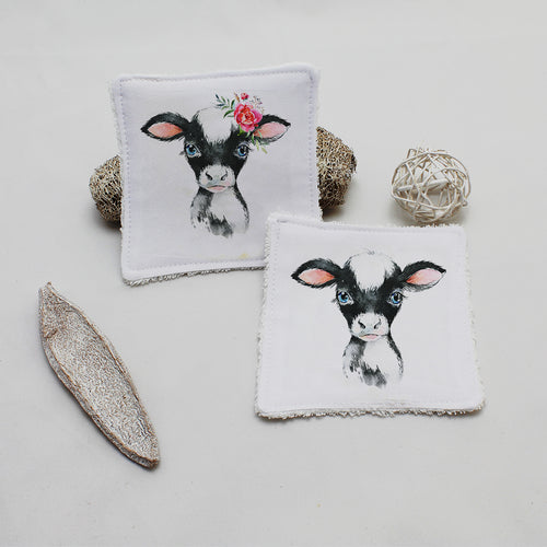 Lingette lavable oekotex, illustration vache | Bout'D'Chou