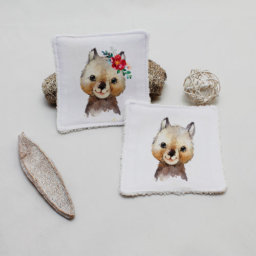 Lingette lavable oekotex, illustration Wombat duo | Bout'D'Chou