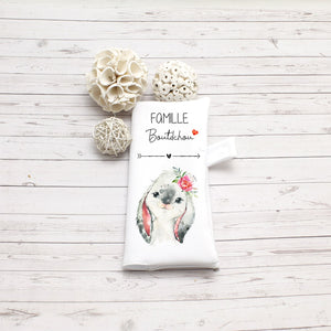 Protège livret de famille personnalisable, motif Lapin fleurs | Bout'D'Chou